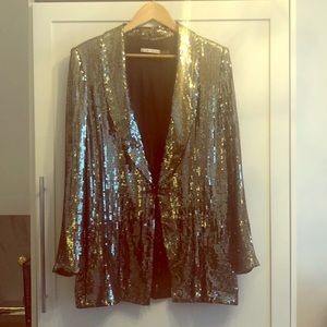 Alice & Olivia gold sequin blazer
